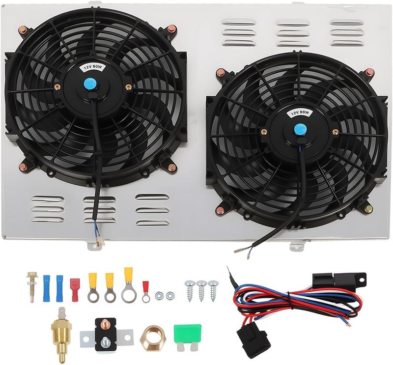 Assembroverse Radiator Fan Shroud Relay Kit Compatible with Camaro Nova Impala Malibu C10 C20 C30 K10 K20 K30 1966-1988 Replace CC162 CU162 Aluminum Electric Fan Shield - Image 1